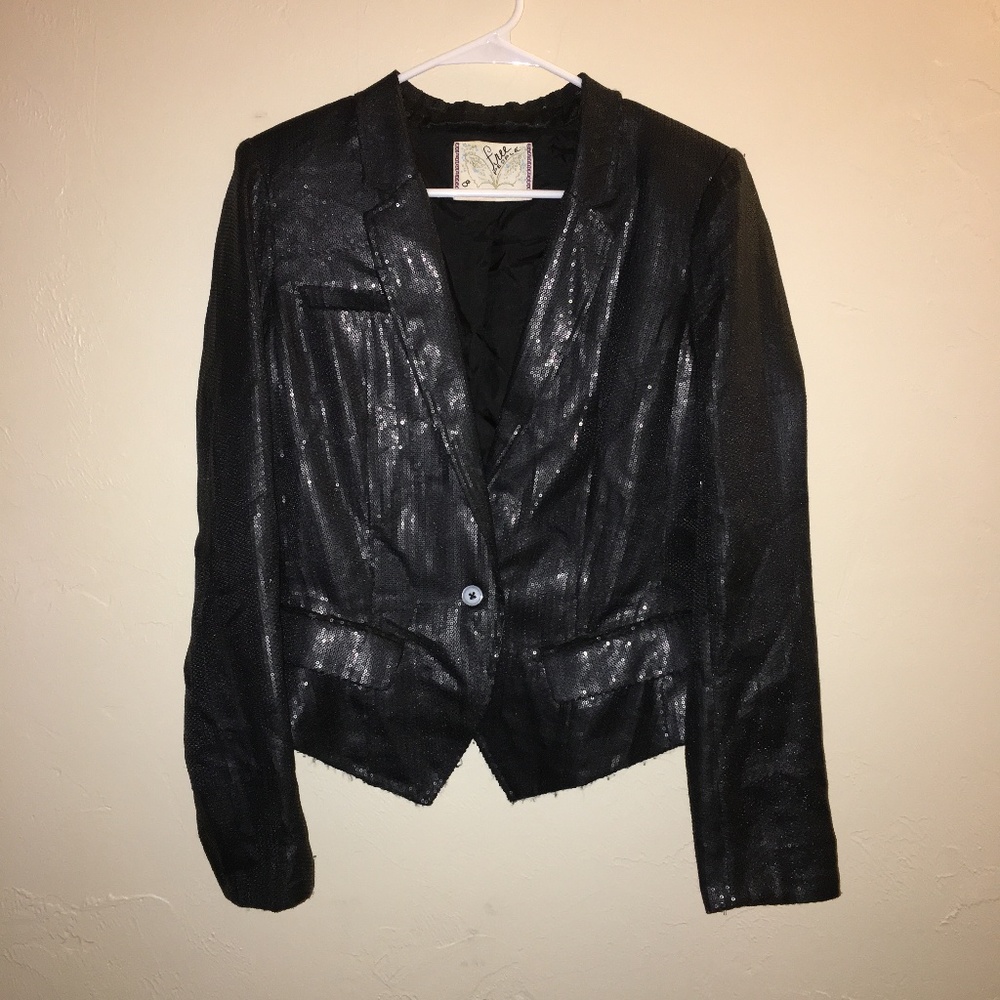 Free People Black Sequin Blazer